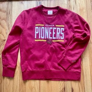 Denver University Pioneers embroidered sweatshirt.